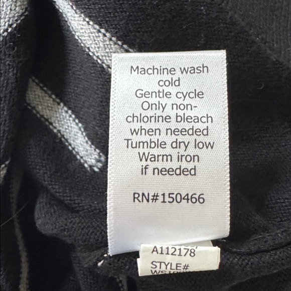 MARKET & SPRUCE cowl neck sweater size S black and grey striped cotton blend - Picture 7 of 7